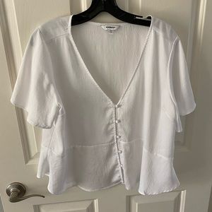 Express white satin shirt large